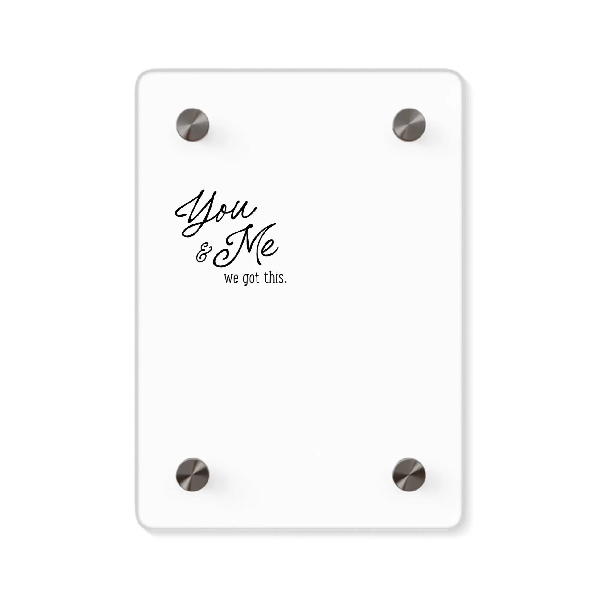 Custom Wedding Acrylic Wall Art – “You & Me We Got This” with Couple & Dog Illustration printify