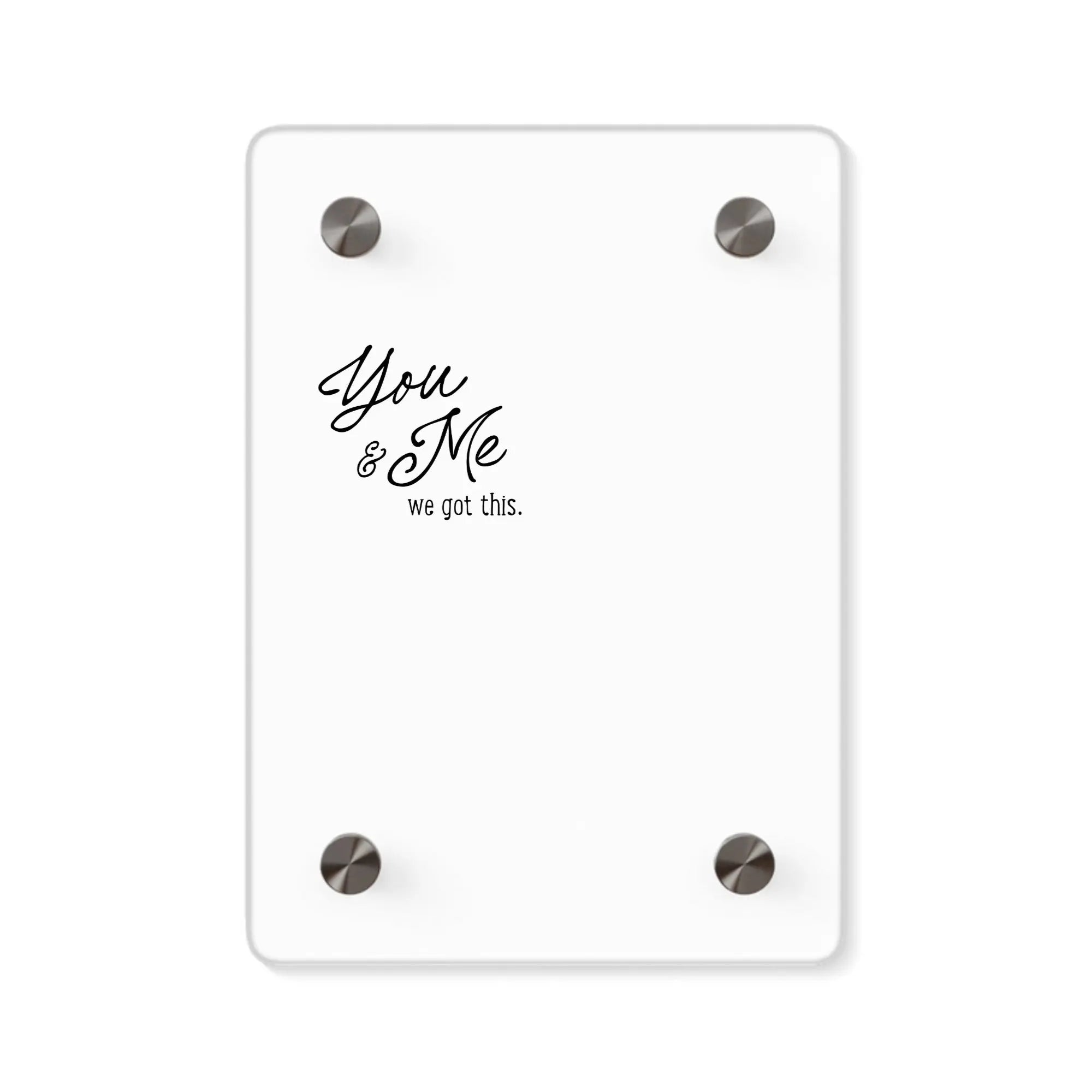 Custom Wedding Acrylic Wall Art – “You & Me We Got This” with Couple & Dog Illustration printify