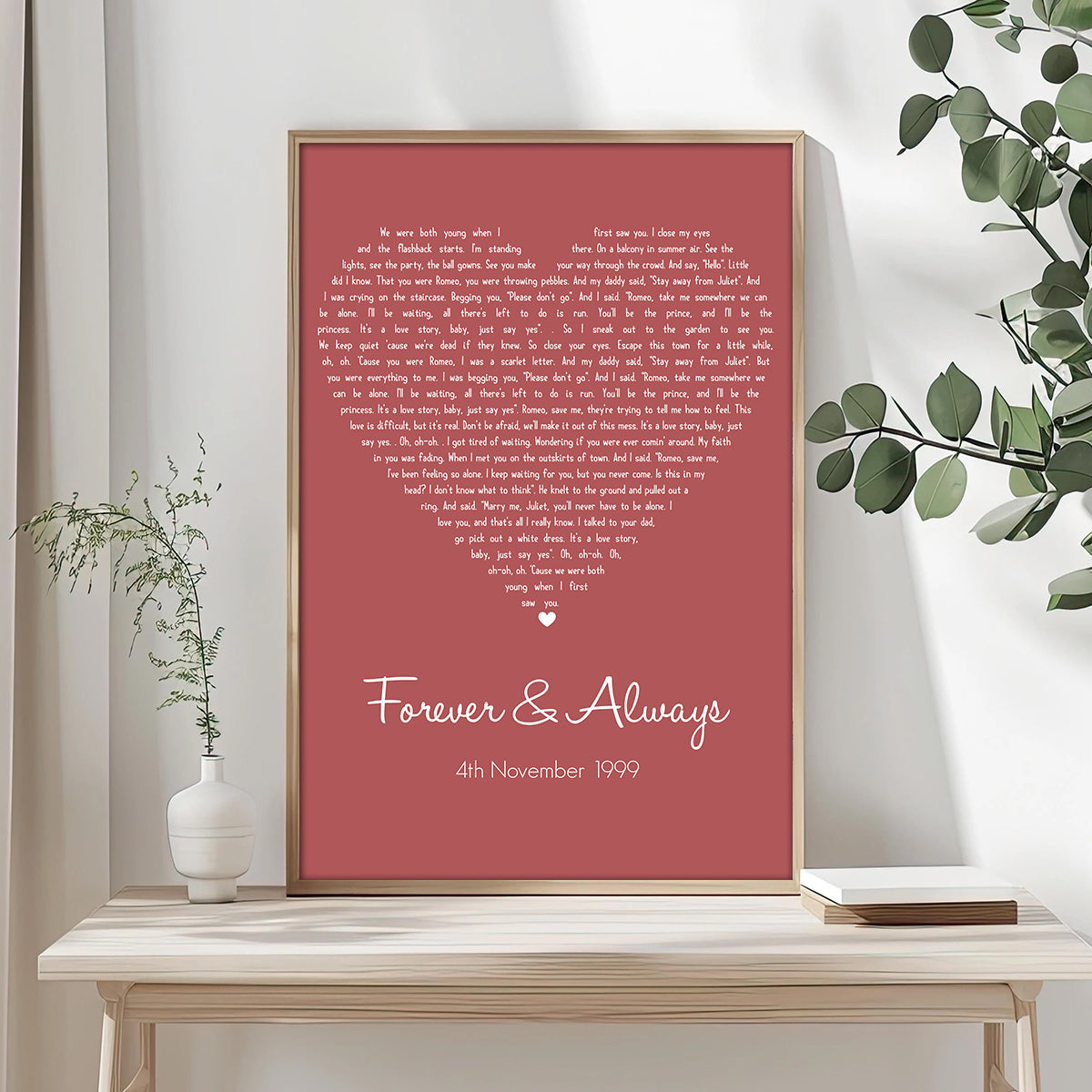 Song Lyrics On Frame Poster Personalized Gift