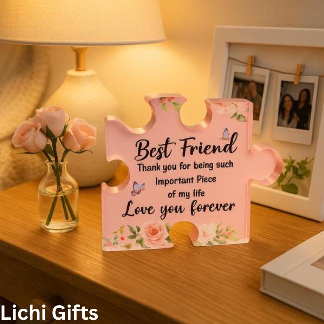 Best Friend Gifts – Large Acrylic Puzzle Plaque – Birthday or Long Distance Desk Décor for Women Lichi Gifts