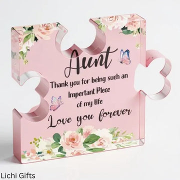 Acrylic Puzzle Gift for Aunt – Birthday or Christmas Plaque – From Niece Nephew with Love Keepsake - Aunt Present Idea