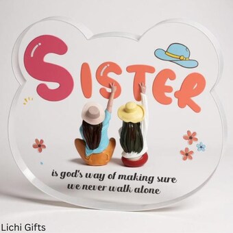 Acrylic Gift for Sister – Cute Keepsake Plaque – Birthday Friendship Gift from Sibling with Love Message Heartfelt Present - Sister Décor