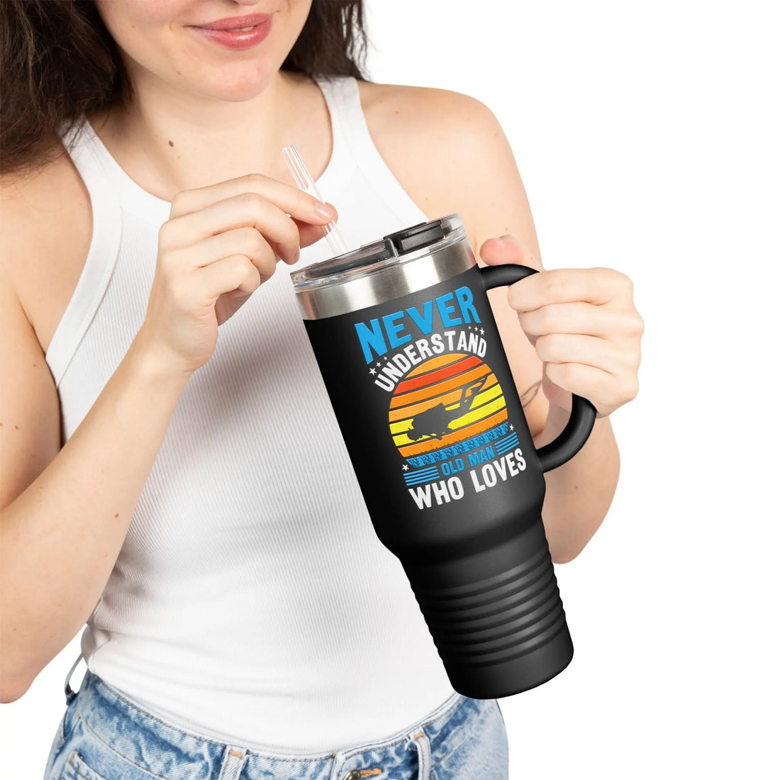 Never Understand Old Man Insulated Travel Mug, 40oz | Perfect Gift for Dads, Coffee Lovers, Camping, Outdoor Adventures, Road Trips Printify