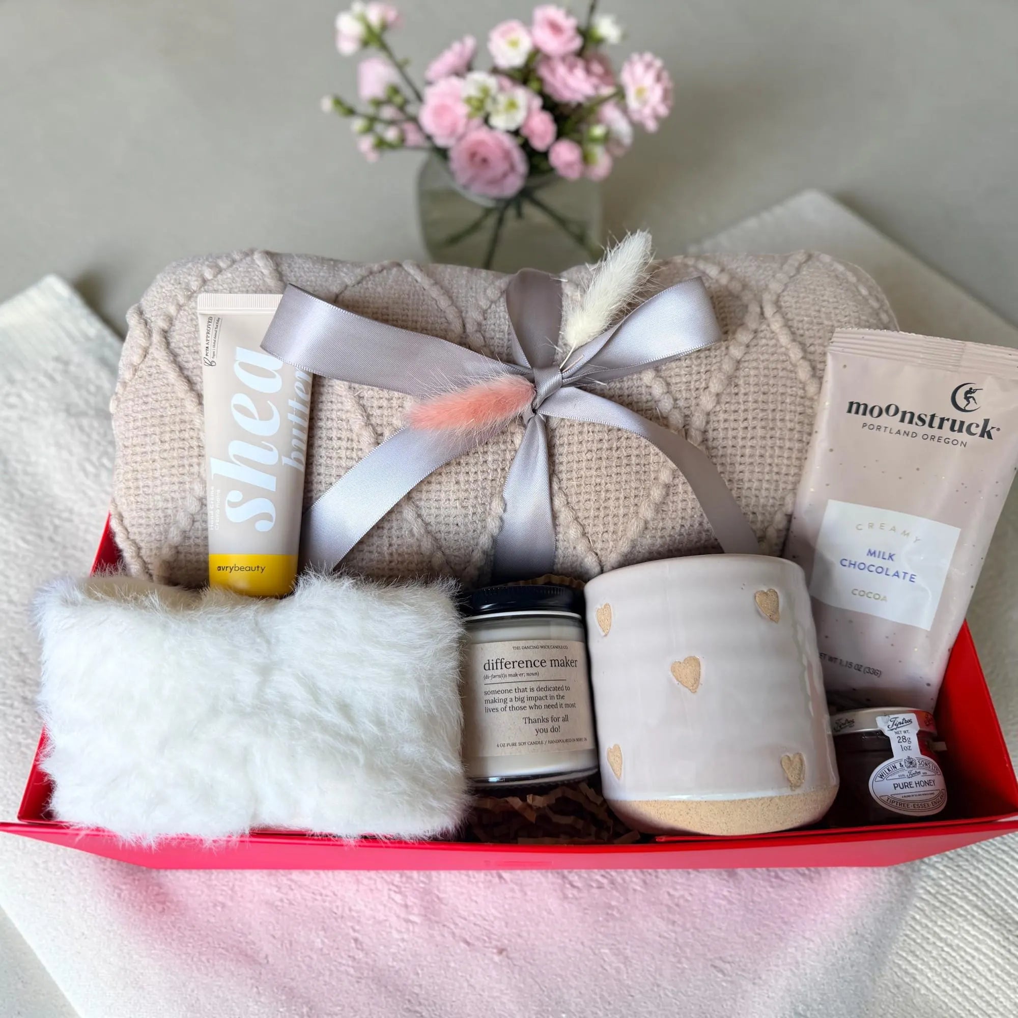 Mother’s Day Gift Box – Cozy Self Care Set with Blanket, Mug, Candle & Sweet Treat | Gift for Mom Lichi Gifts