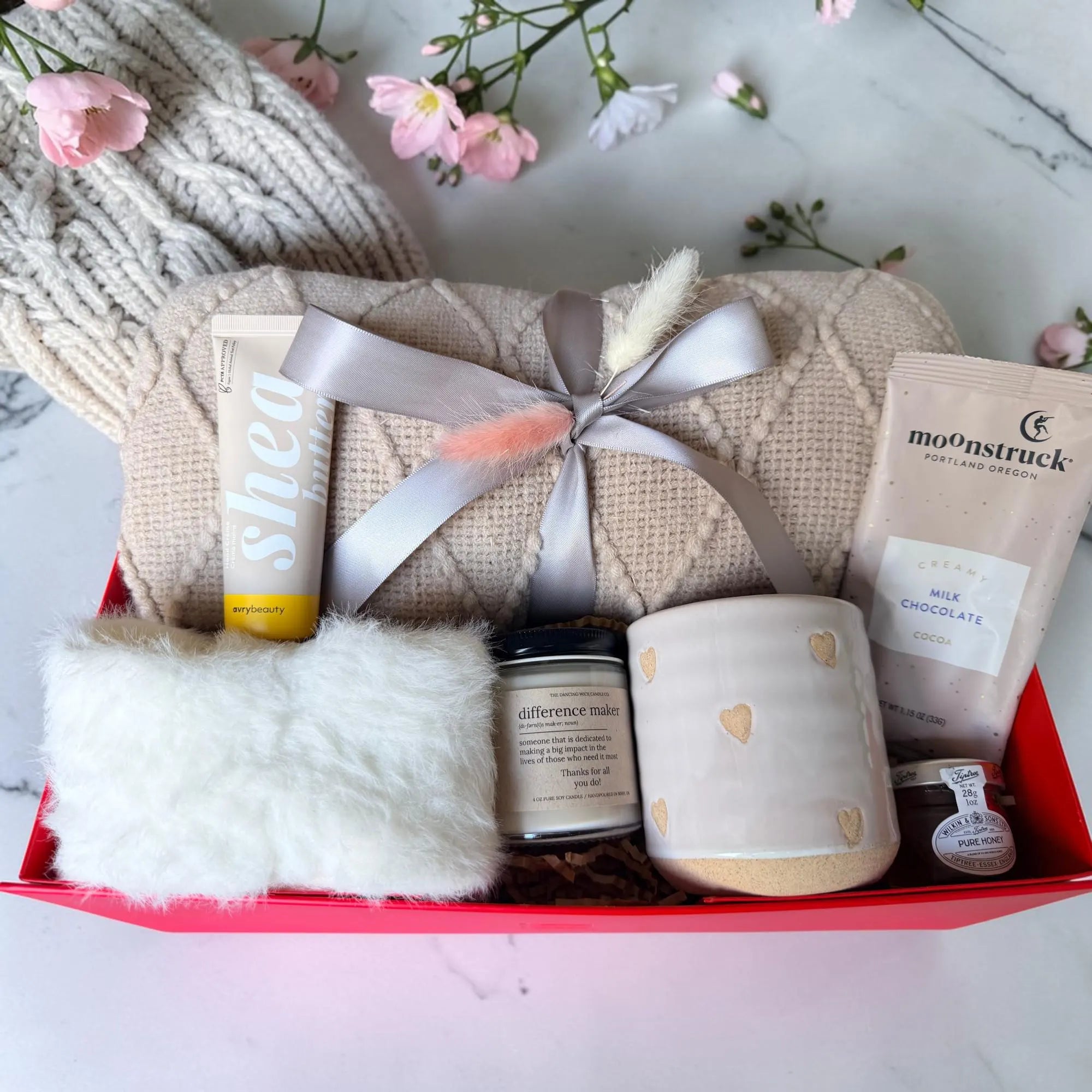 Mother’s Day Gift Box – Cozy Self Care Set with Blanket, Mug, Candle & Sweet Treat | Gift for Mom Lichi Gifts