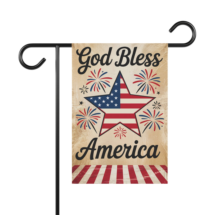 Patriotic Garden Banner with Star and Fireworks - Perfect for Fourth of July, Memorial Day, Home Décor, Yard Décor, Outdoor Decoration