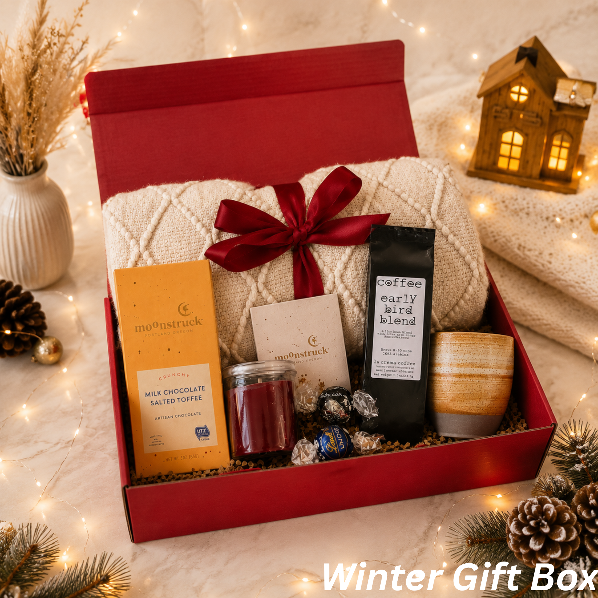 Winter Gift Box – Cozy Blanket, Coffee & Chocolate