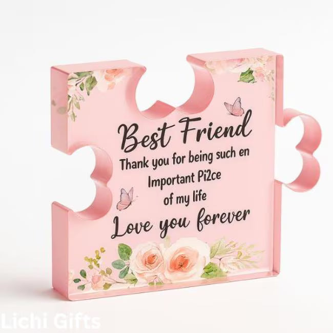Best Friend Gifts – Large Acrylic Puzzle Plaque – Birthday or Long Distance Desk Décor for Women Lichi Gifts