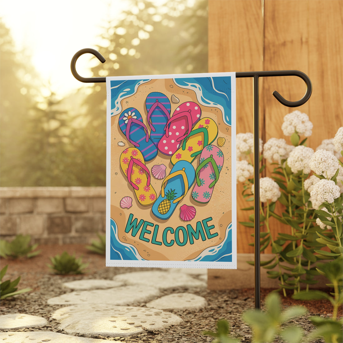 Beach Welcome Garden Flag - Summer Decor, Front Yard Banner, Outdoor Welcome Sign, Seasonal Home Decoration, Vacation Vibe!