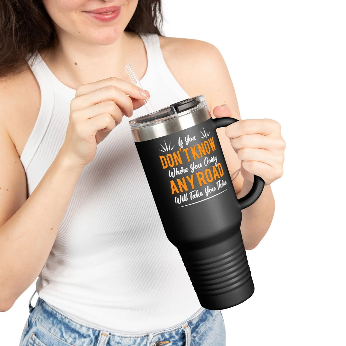 Inspirational Insulated Travel Mug, Perfect Gift for Adventurers, Daily Coffee Companion, Motivational Quote Mug, Eco-Friendly Travel [...] Printify