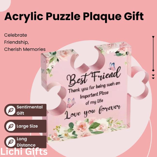 Best Friend Gifts – Large Acrylic Puzzle Plaque – Birthday or Long Distance Desk Décor for Women Lichi Gifts