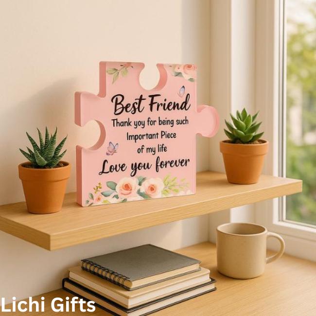 Best Friend Gifts – Large Acrylic Puzzle Plaque – Birthday or Long Distance Desk Décor for Women Lichi Gifts