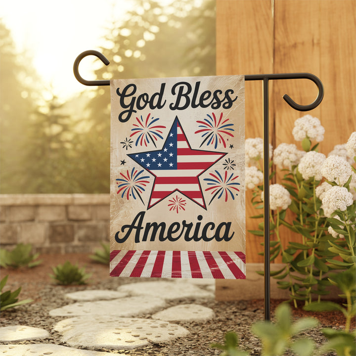Patriotic Garden Banner with Star and Fireworks - Perfect for Fourth of July, Memorial Day, Home Décor, Yard Décor, Outdoor Decoration
