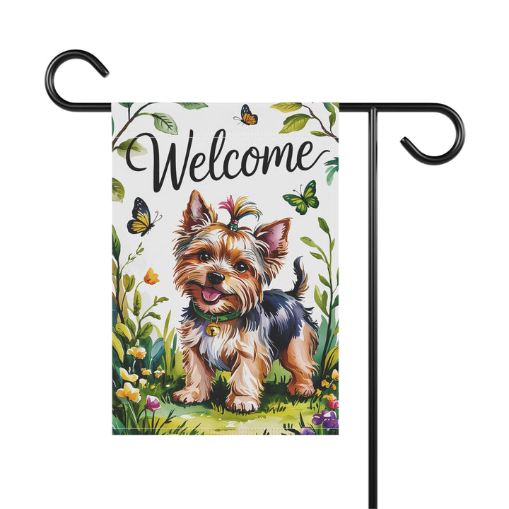 Yorkie Welcome Garden Flag – Adorable Puppy Outdoor Decor