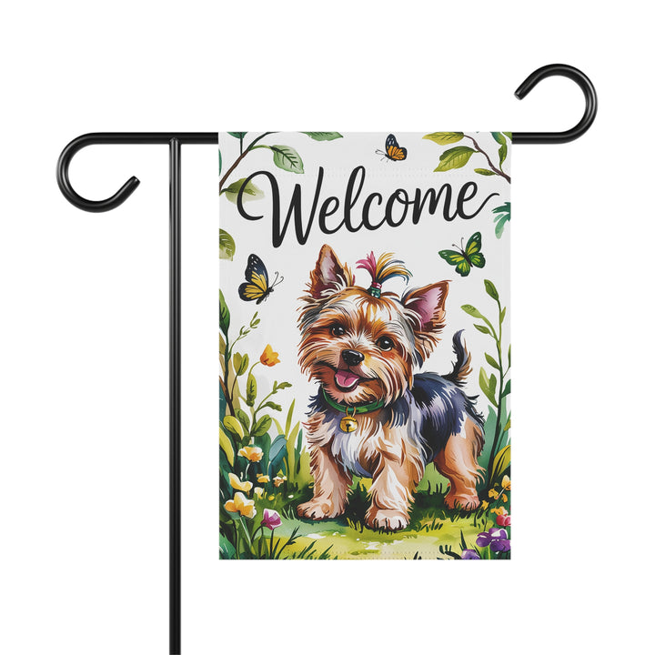 Yorkie Welcome Garden Flag – Adorable Puppy Outdoor Decor