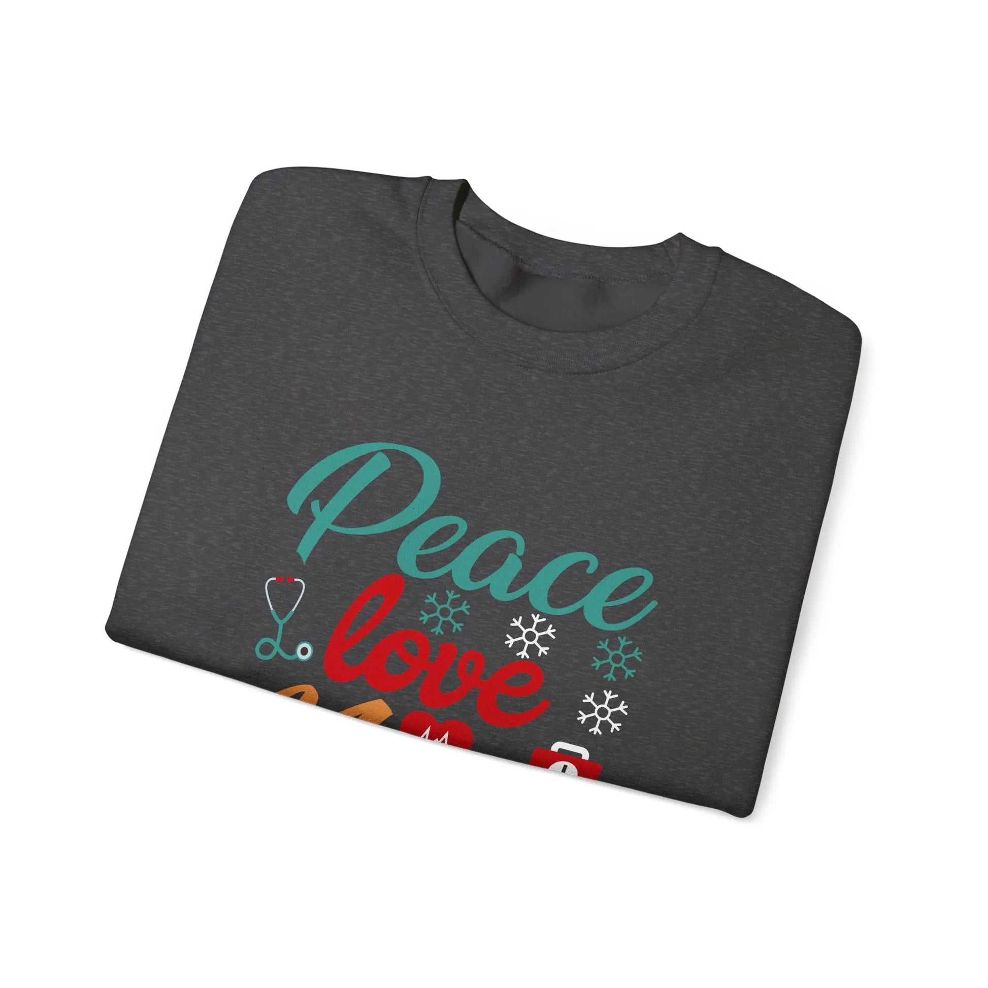 Peace, Love, Nurse Sweatshirt | Unisex Crewneck, Gift for Nurses, Cute Medical Apparel, Holiday Sweatshirt, Nurse Appreciation Printify