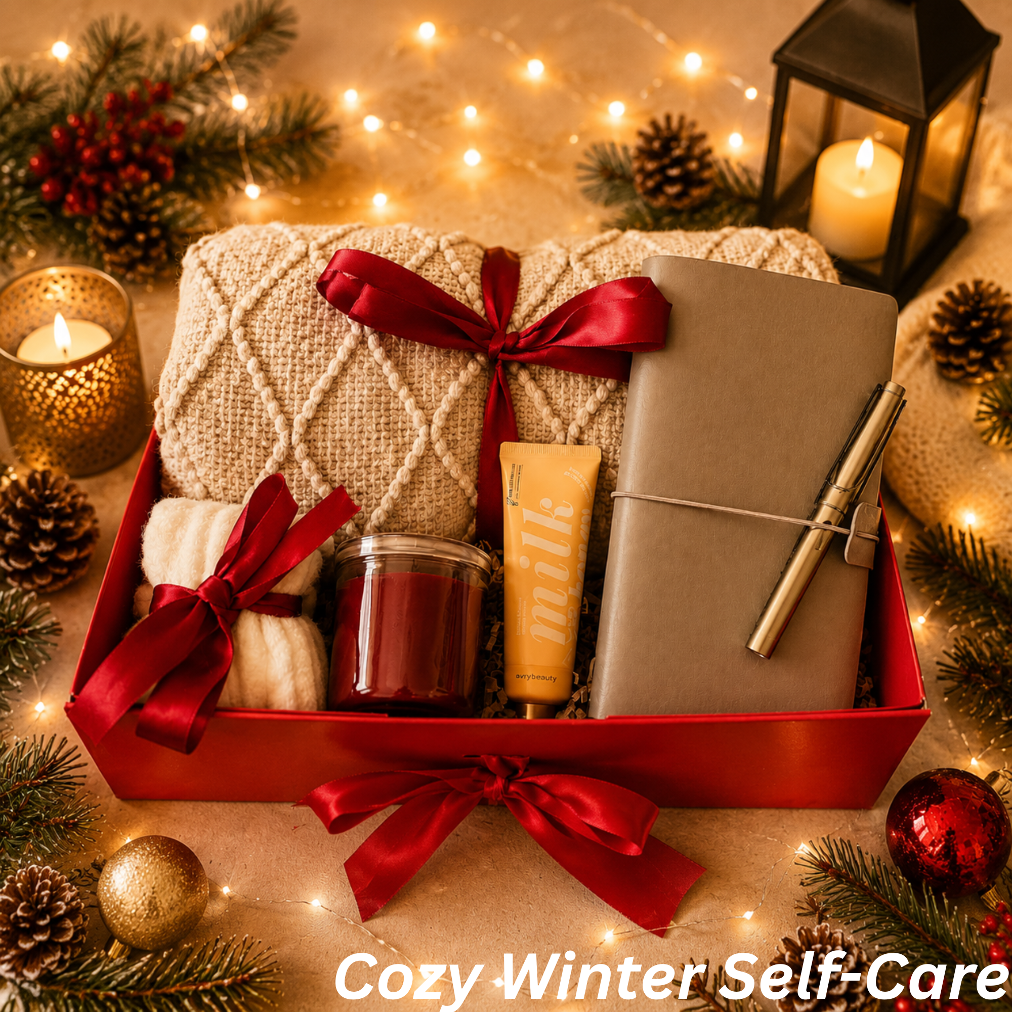 Winter Self Care Gift Box – Blanket, Journal & Hand Cream