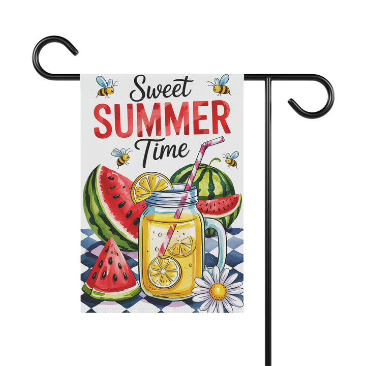 Sweet Summer Time Garden Flag – Lemonade & Watermelon Outdoor Decor