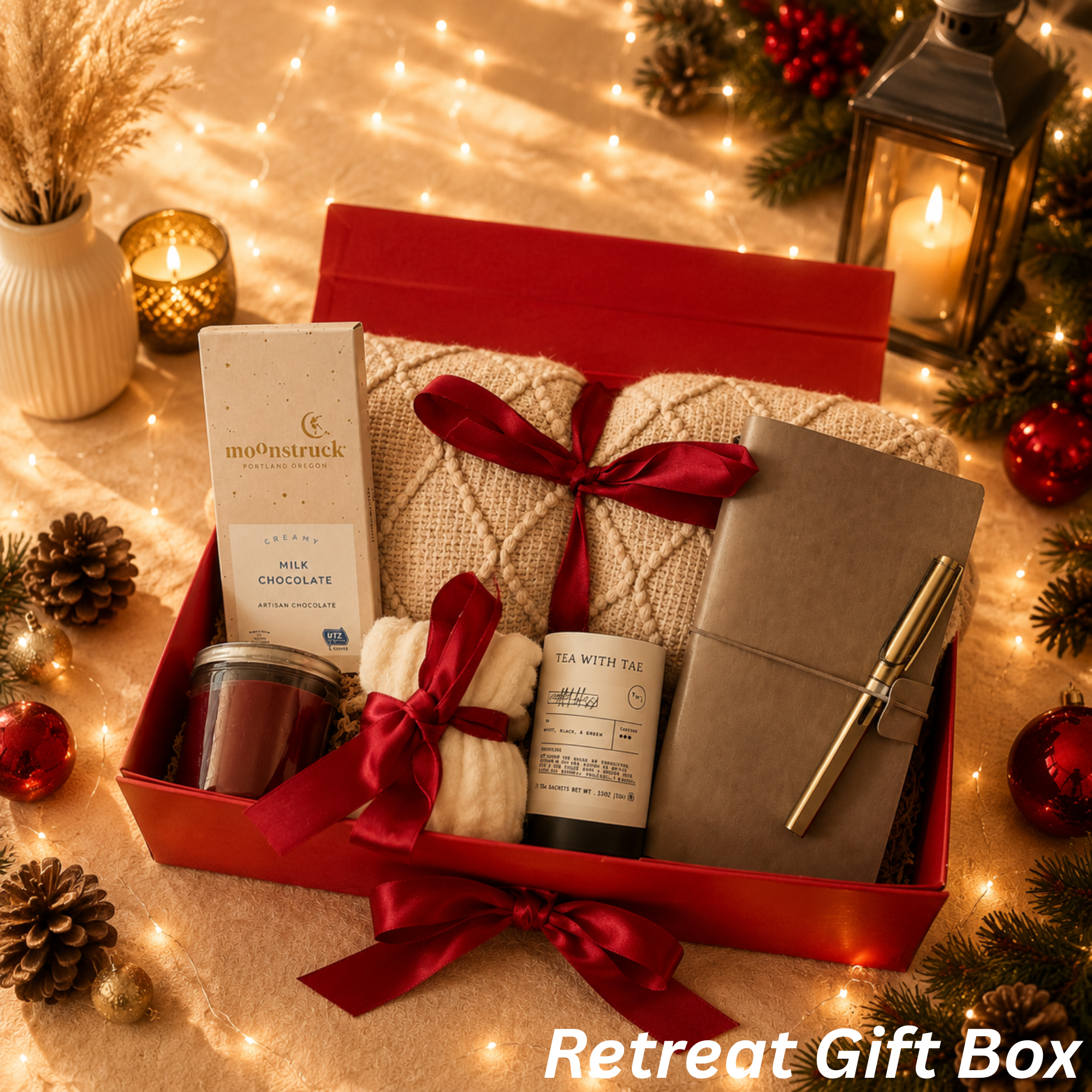 Cozy Relaxation Gift Box – Blanket, Journal, Tea & Chocolate