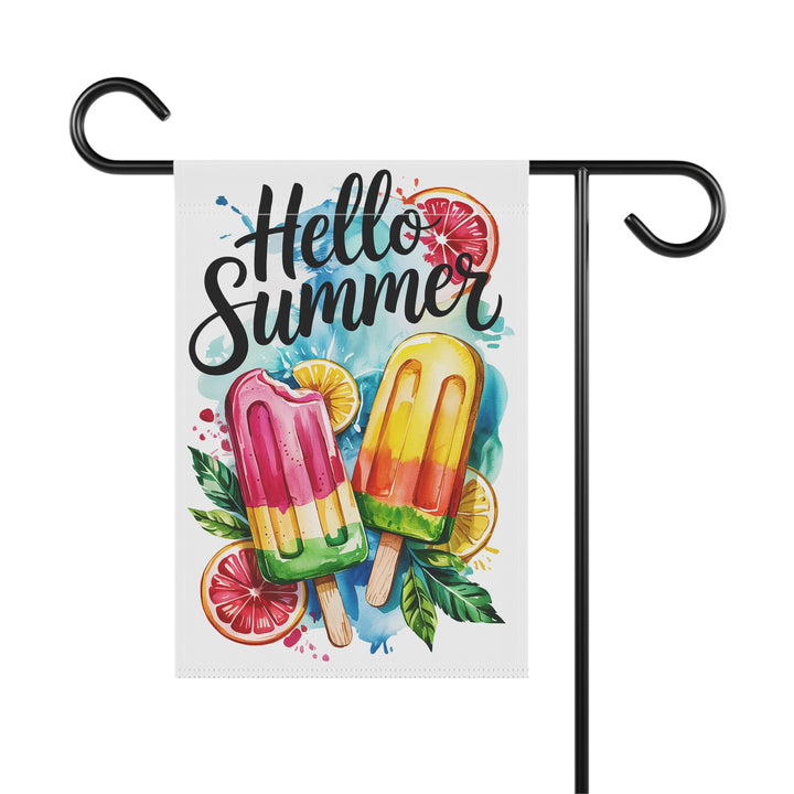 “Hello Summer” Garden Flag – Vibrant Popsicle Design