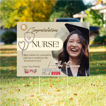 Personalized Nurse Graduation Yard Sign 2026 with Photo – Custom Nursing School Grad Sign, RN Graduation Party Decoration customall