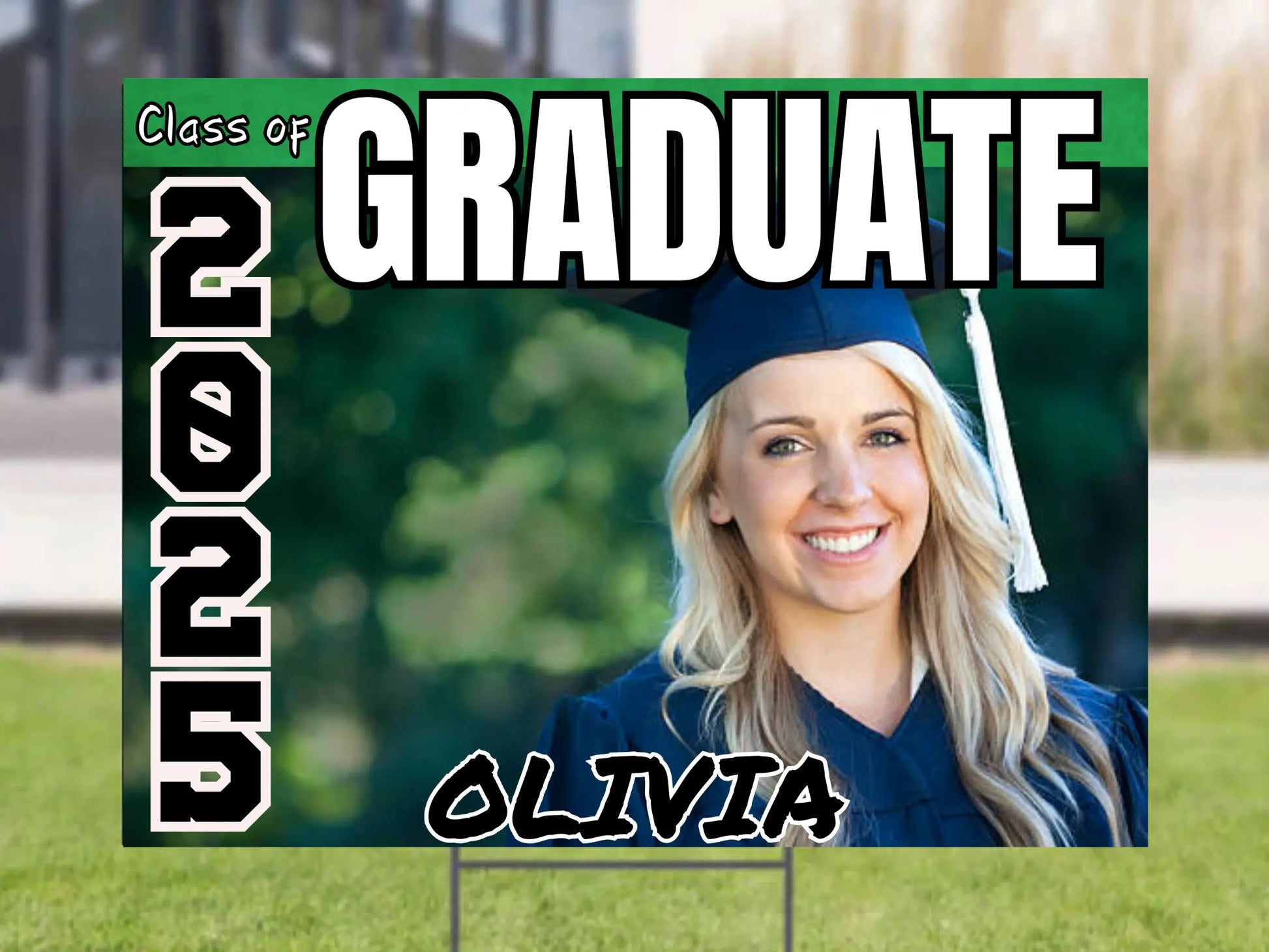 Personalized Graduation Yard Sign – “On the Road to Success” Class of 2026 Banner with Name & School Lichi Gifts