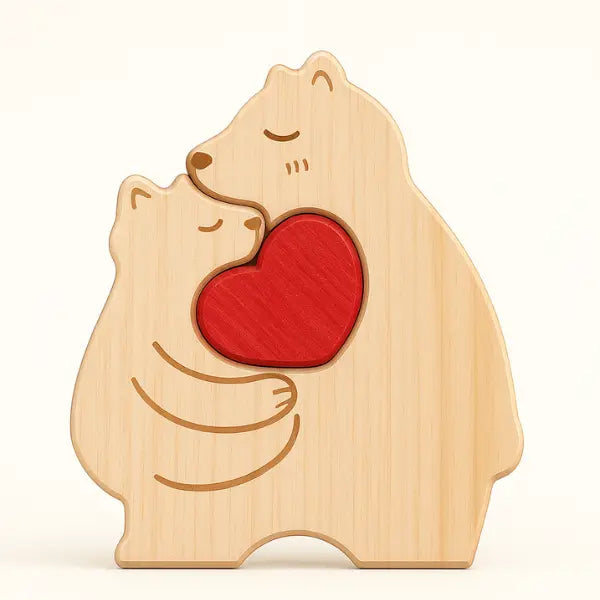 Wooden Bear Puzzle Single Mother with 1 kid Lichi Gifts