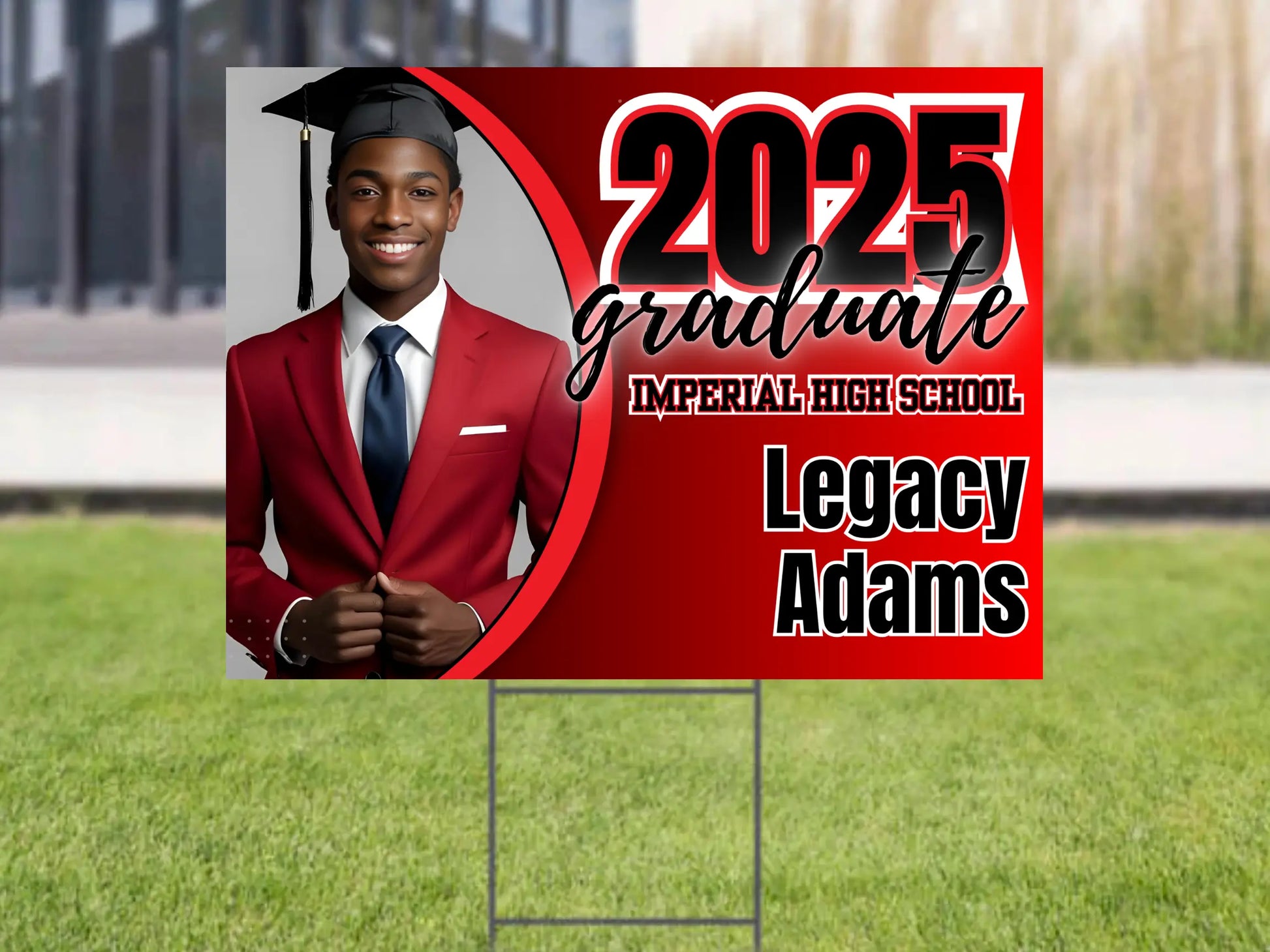 Custom Graduation Yard Sign – Personalized Class of 2026 Banner in Red & Black | Outdoor Graduation Decor Lichi Gifts