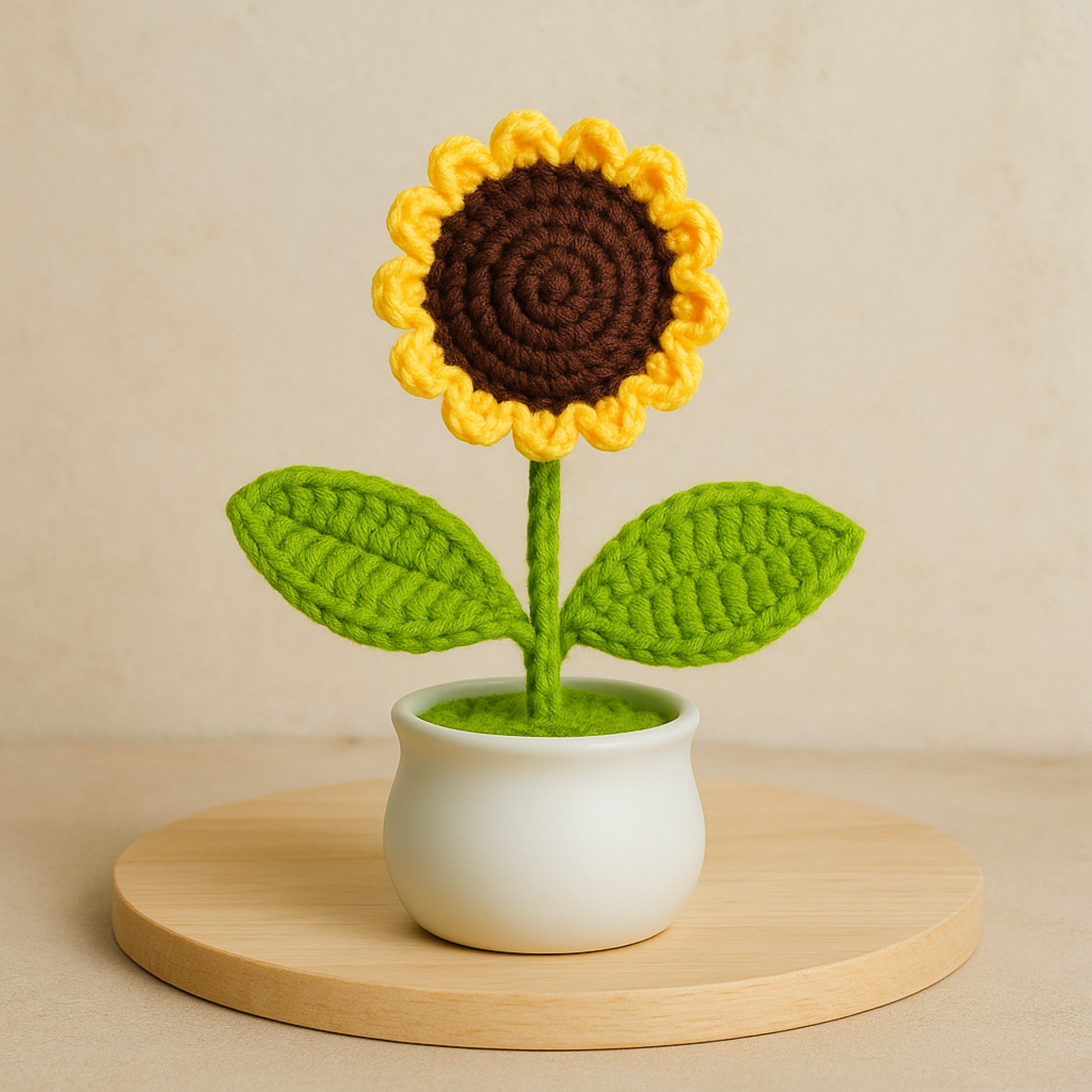 Crochet Sunflower Décor – Cute Desk Accessory – Office Car Décor Gift for Women Motivational Birthday - Christmas Present Lichi Gifts