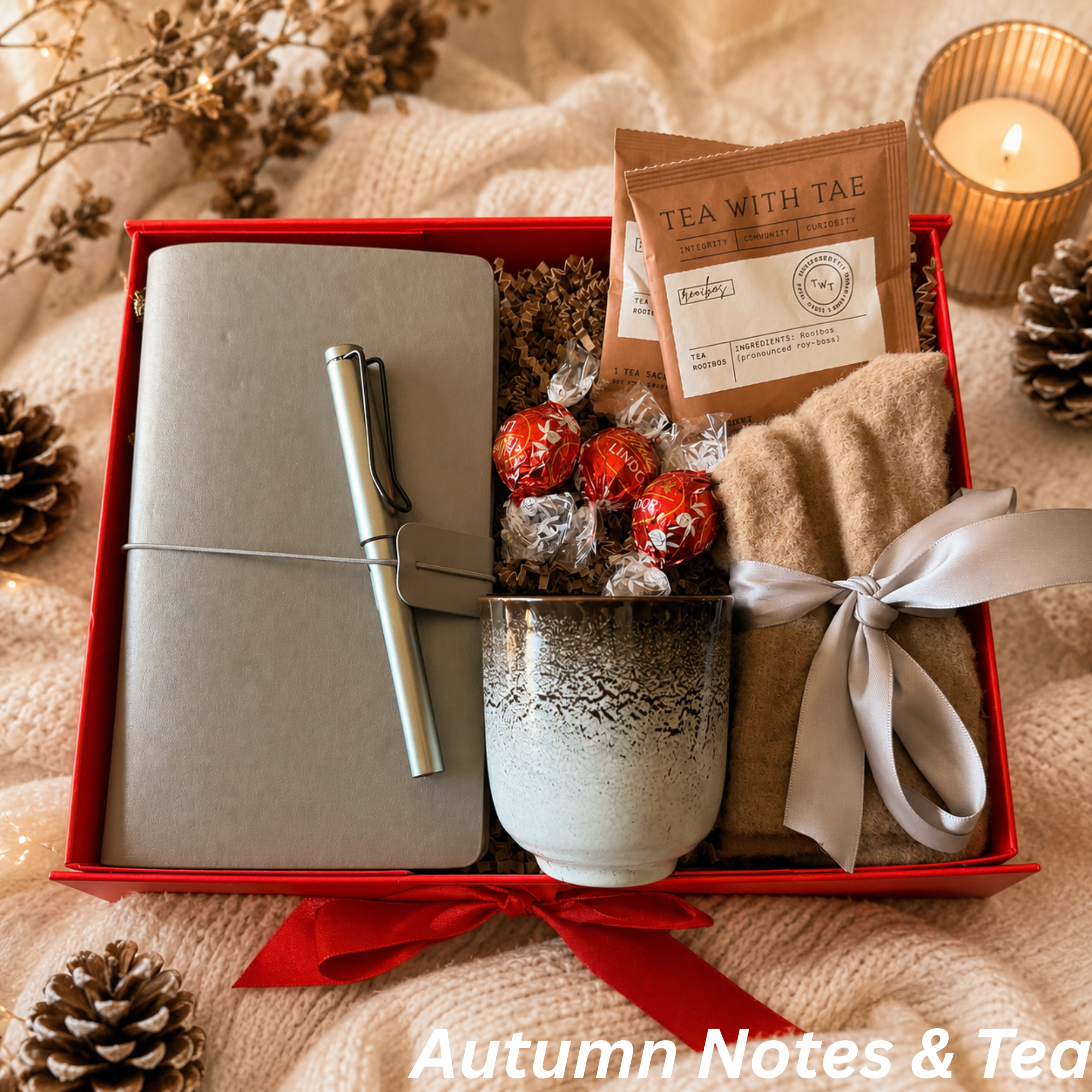 Fall Journal Gift Box – Rooibos Tea, Chocolate & Cozy Socks