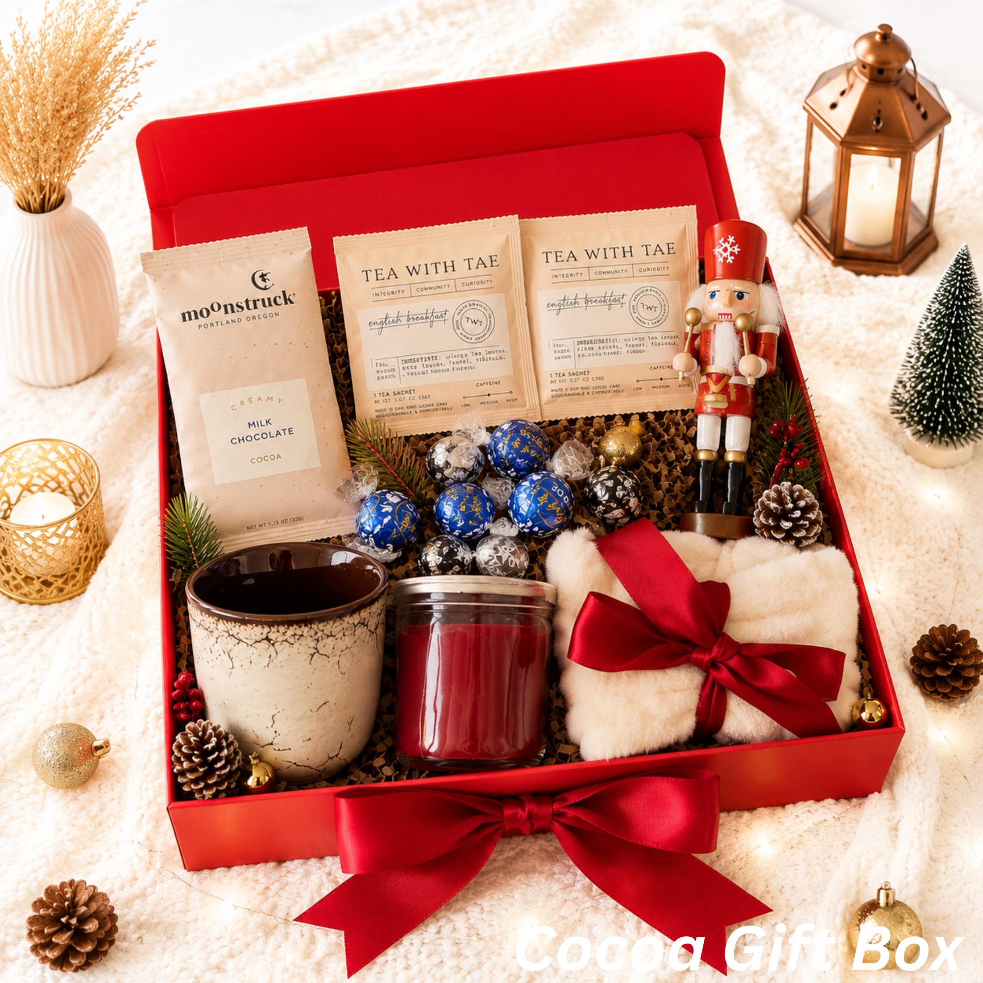 Hot Cocoa Gift Box – Tea, Chocolate, Mug & Cozy Socks