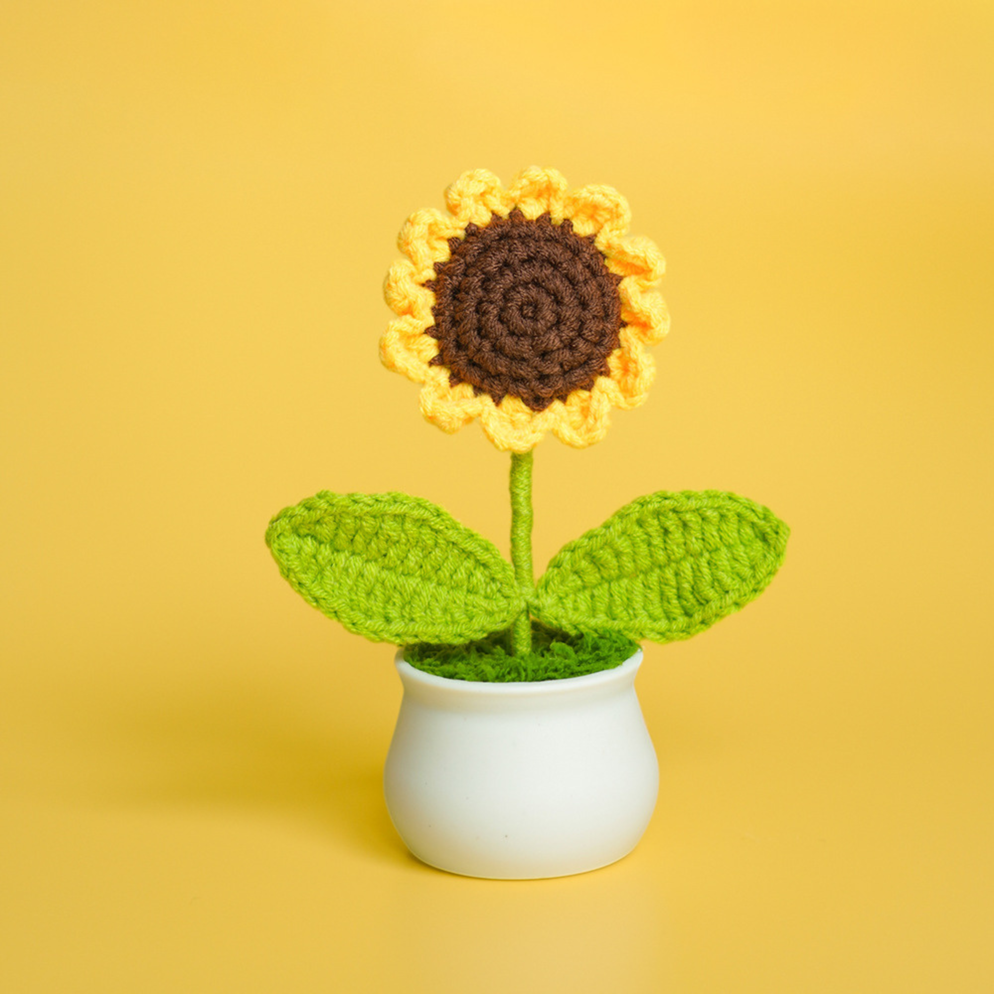 Crochet Sunflower Décor – Cute Desk Accessory – Office Car Décor Gift for Women Motivational Birthday - Christmas Present Lichi Gifts