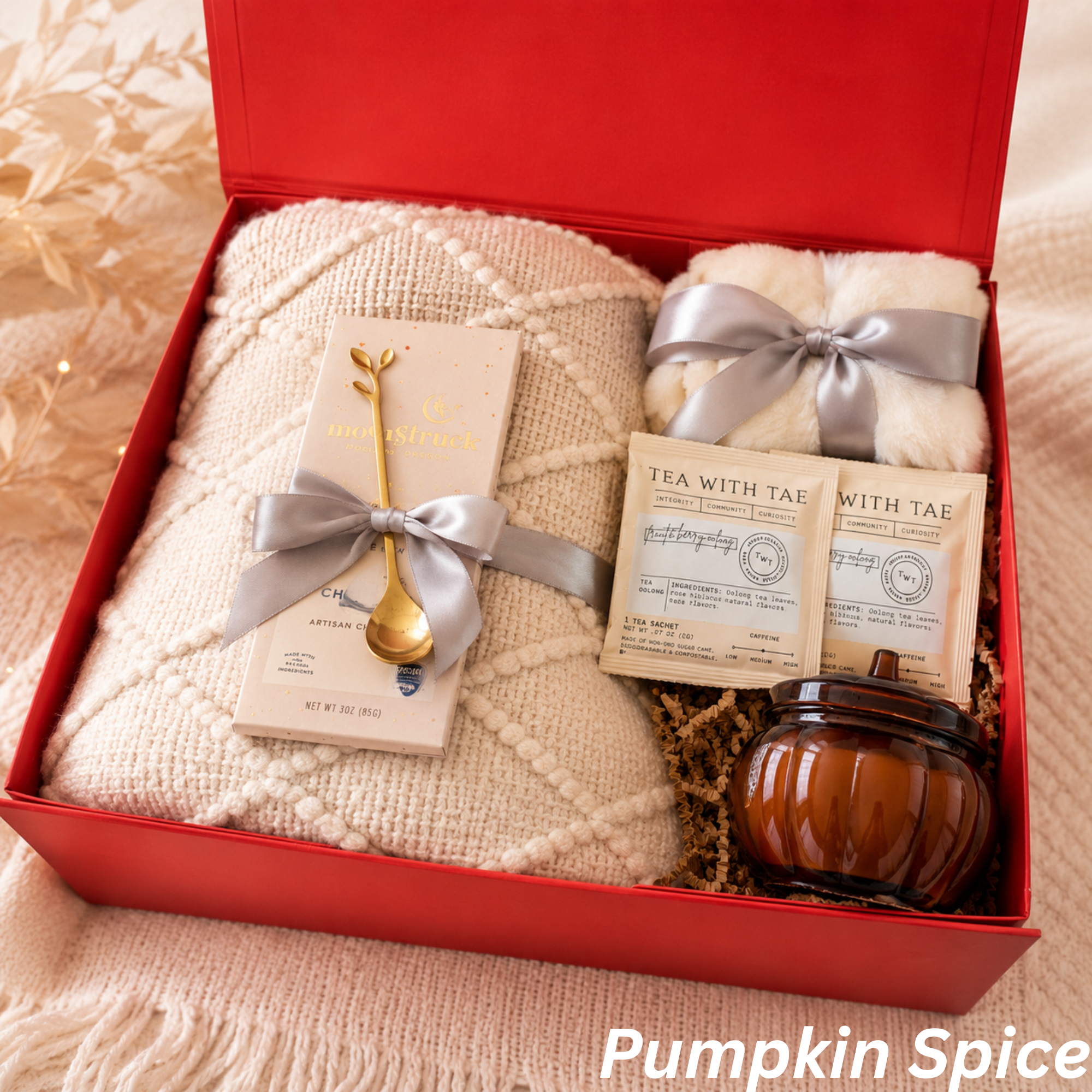 Pumpkin Spice Gift Box – Cozy Blanket, Tea & Chocolate