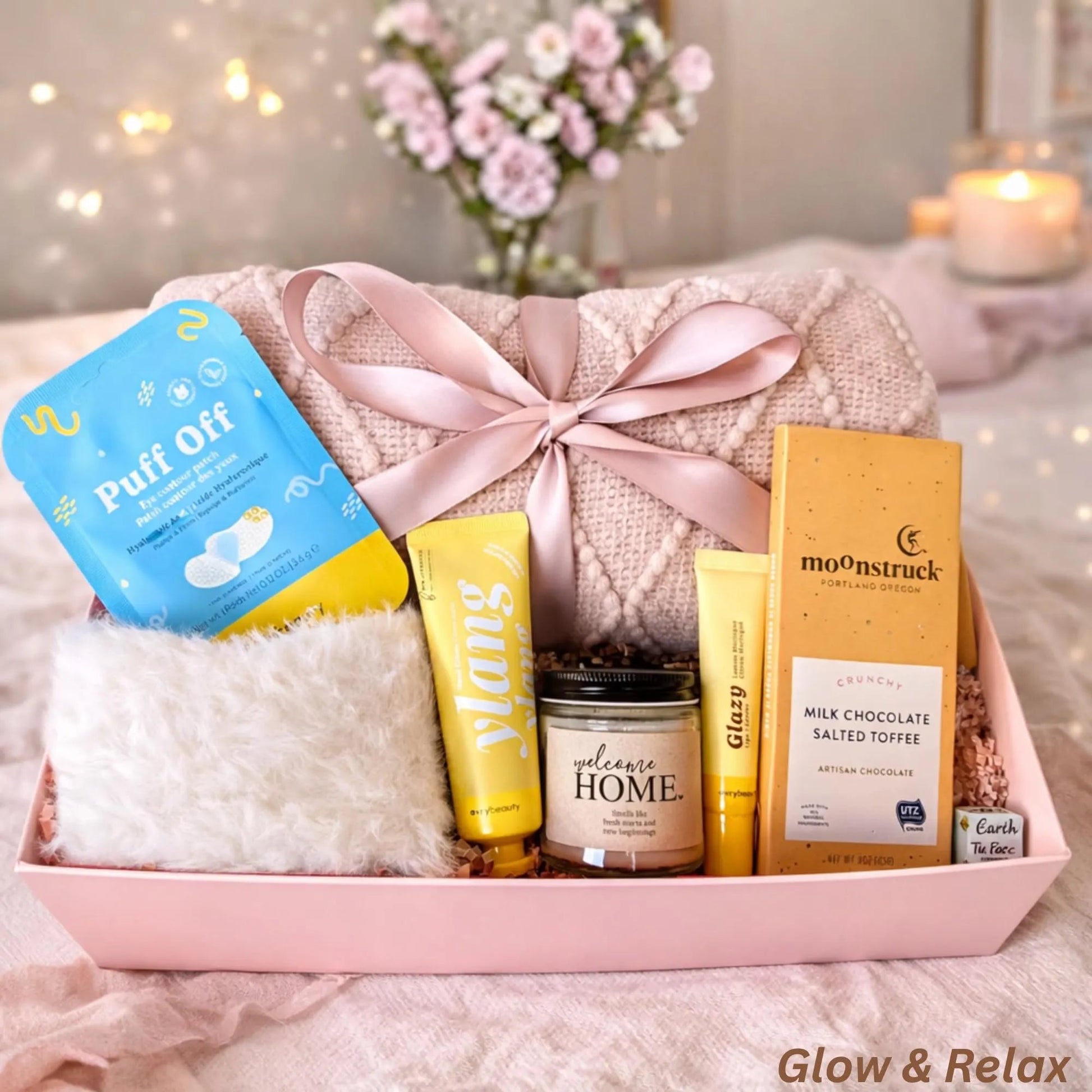 Mother’s Day Gift Box – Cozy Self Care Set with Blanket, Skincare & Chocolate | Gift for Mom Lichi Gifts