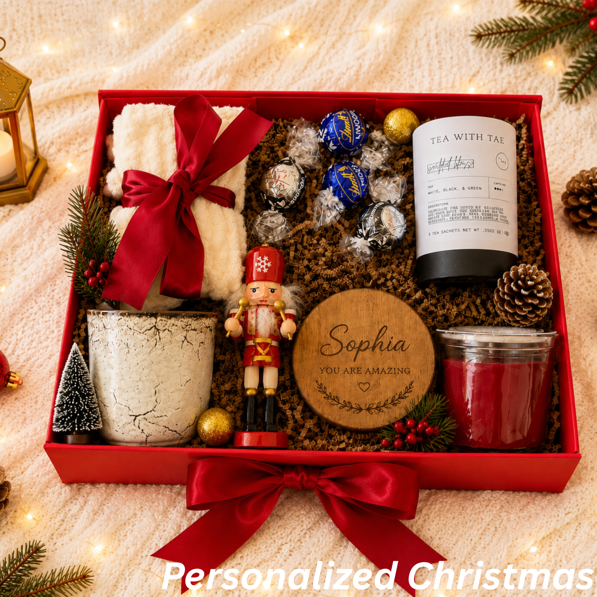 Personalized Christmas Gift Box – Tea, Chocolate & Nutcracker