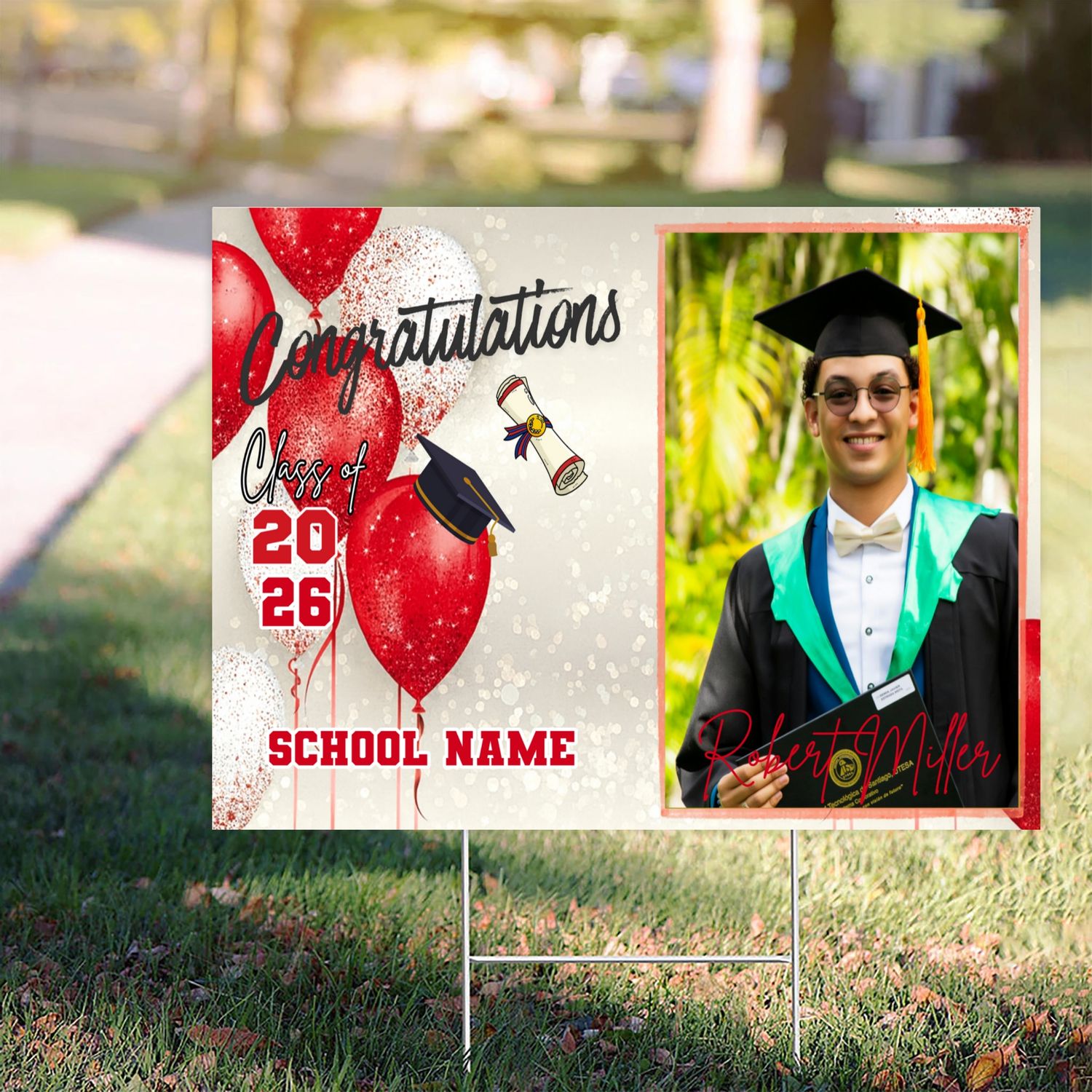 Personalized Graduation 2026 Yard Sign Red Bubble customall