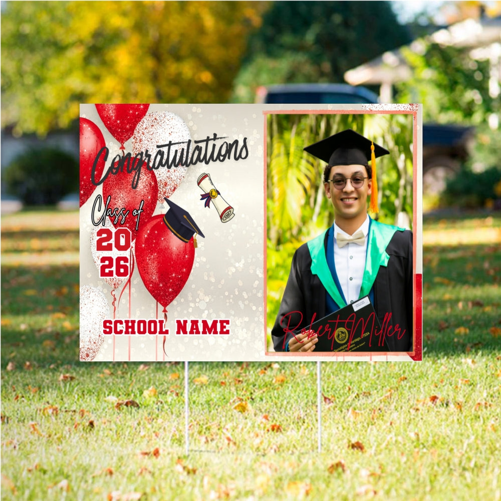 Personalized Graduation 2026 Yard Sign Red Bubble customall
