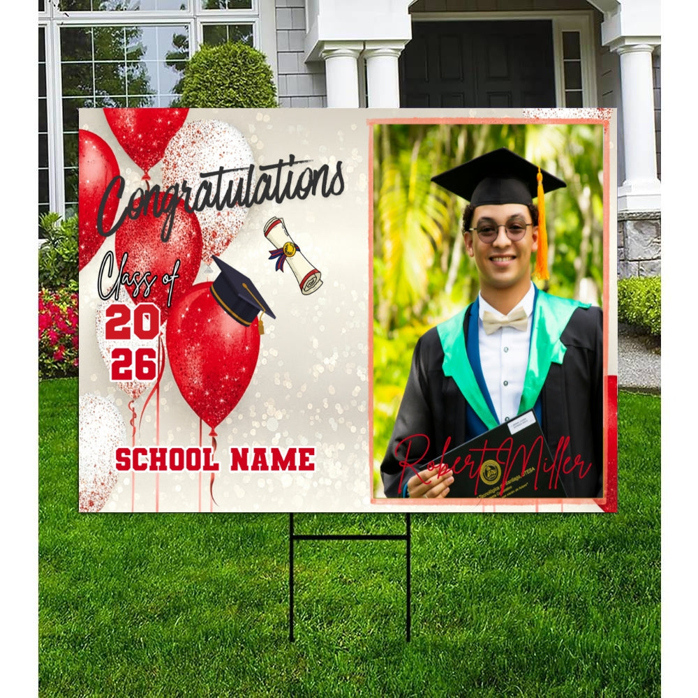 Personalized Graduation 2026 Yard Sign Red Bubble customall
