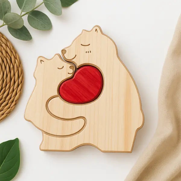 Wooden Bear Puzzle Single Mother with 1 kid Lichi Gifts
