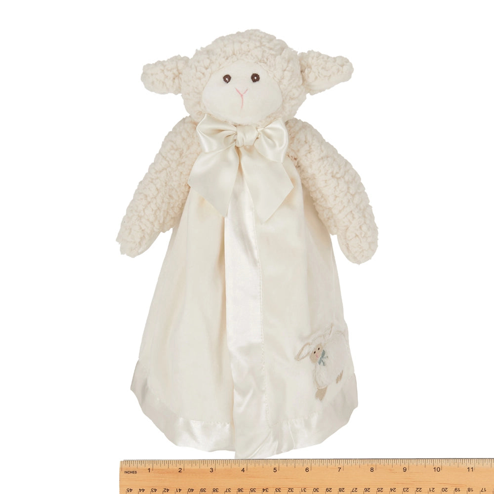 Bearington Baby Lamby Snuggler – 15” White Lamb Security Blanket Lovey with Gift Box | Plush Baptism Gift for Boys & Girls Lichi Gifts
