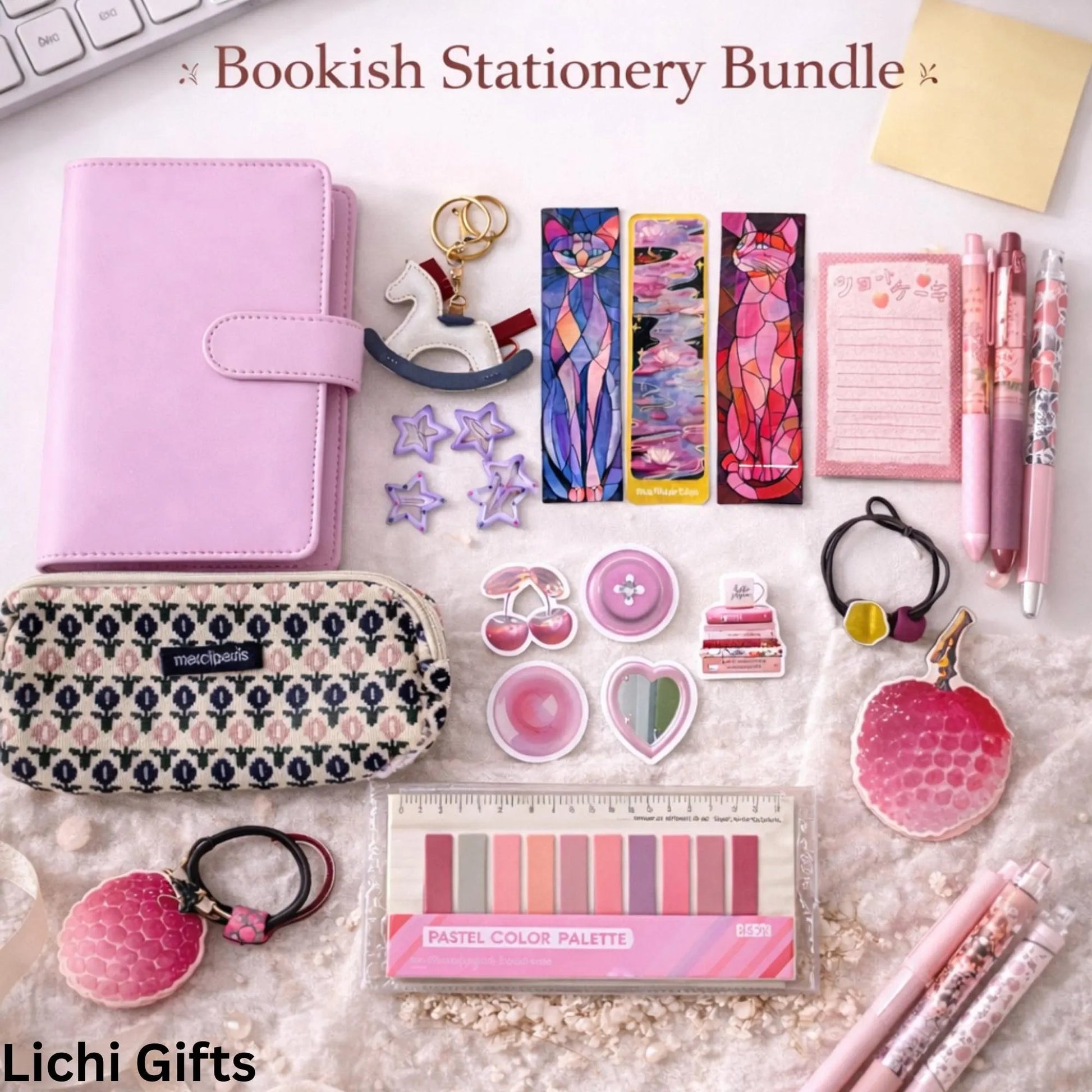 Bookish Stationery Bundle, Handmade Gift, Custom Journal, Travelers Notebook, Leather Notebook, Stationary Gift, Bookish Bundle Lichi Gifts