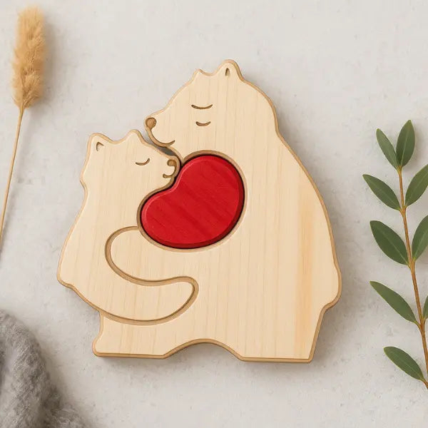 Wooden Bear Puzzle Single Mother with 1 kid Lichi Gifts