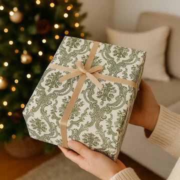 Elegant Green Damask Gift Box – Vintage Charm & Ready to Gift Lichi Gifts