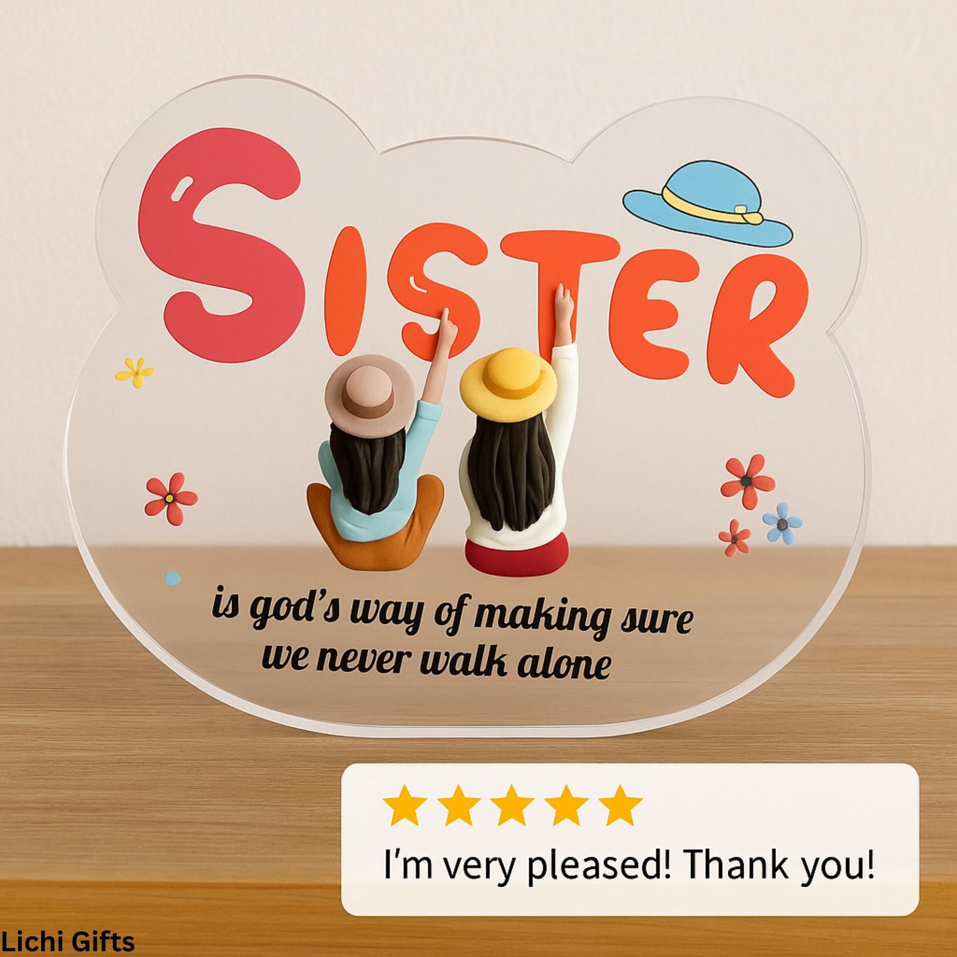 Acrylic Gift for Sister – Cute Keepsake Plaque Lichi Gifts