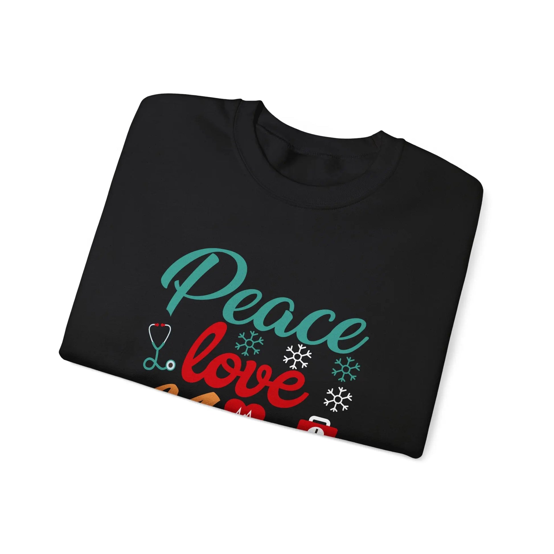 Peace, Love, Nurse Sweatshirt | Unisex Crewneck, Gift for Nurses, Cute Medical Apparel, Holiday Sweatshirt, Nurse Appreciation Printify