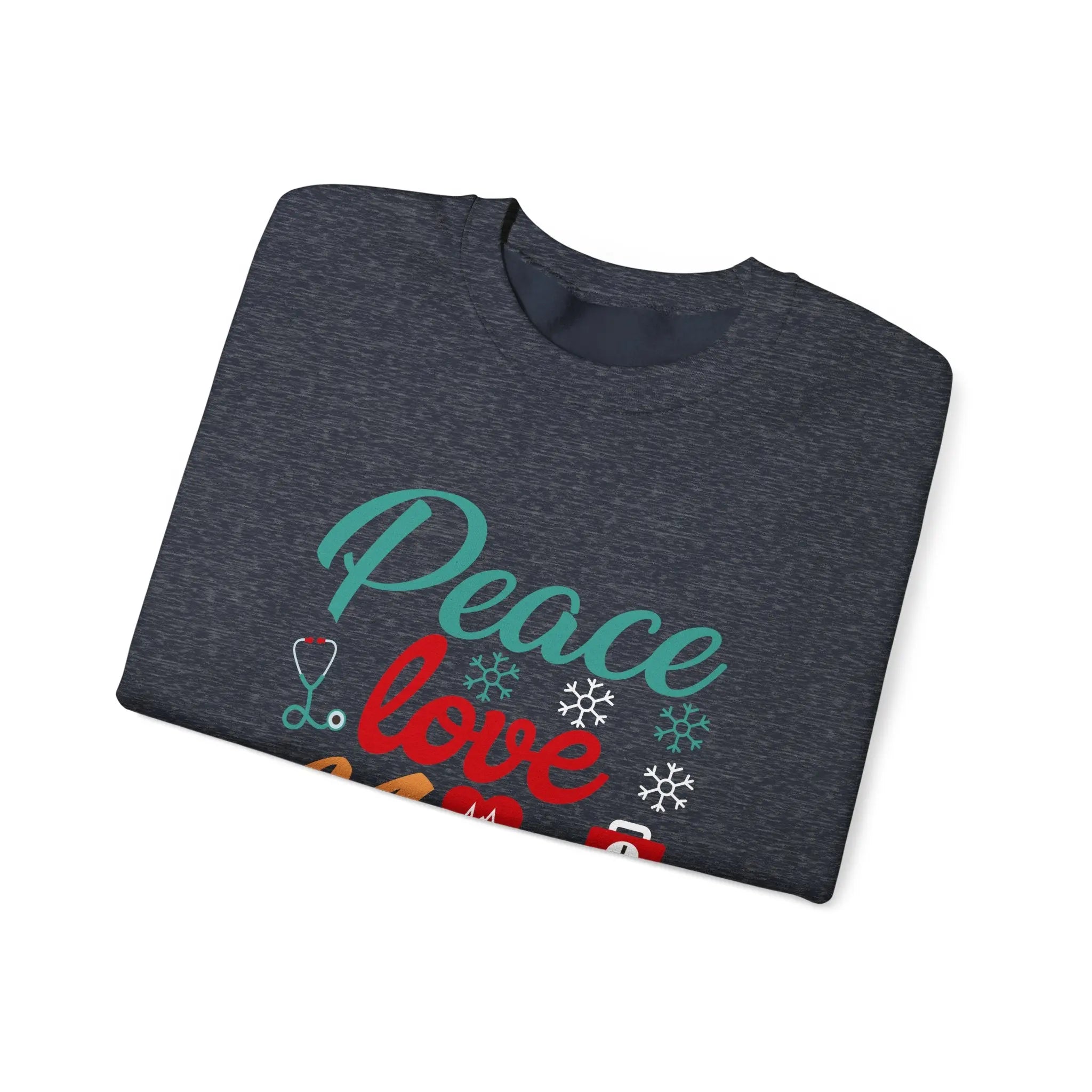 Peace, Love, Nurse Sweatshirt | Unisex Crewneck, Gift for Nurses, Cute Medical Apparel, Holiday Sweatshirt, Nurse Appreciation Printify