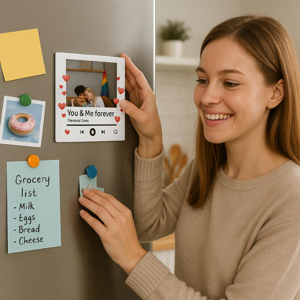 Personalized Music Player - Valentines Square Magnet Love Magnet - Custom Song Magnet - Romantic Track Magnet - Music Player Magnet