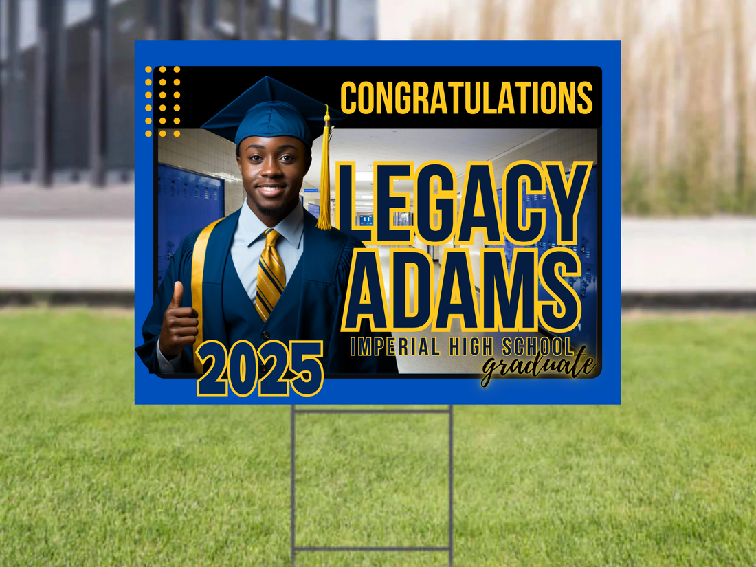 Personalized Graduation Yard Sign | Class of 2025 Blue & Gold Commemorative Banner