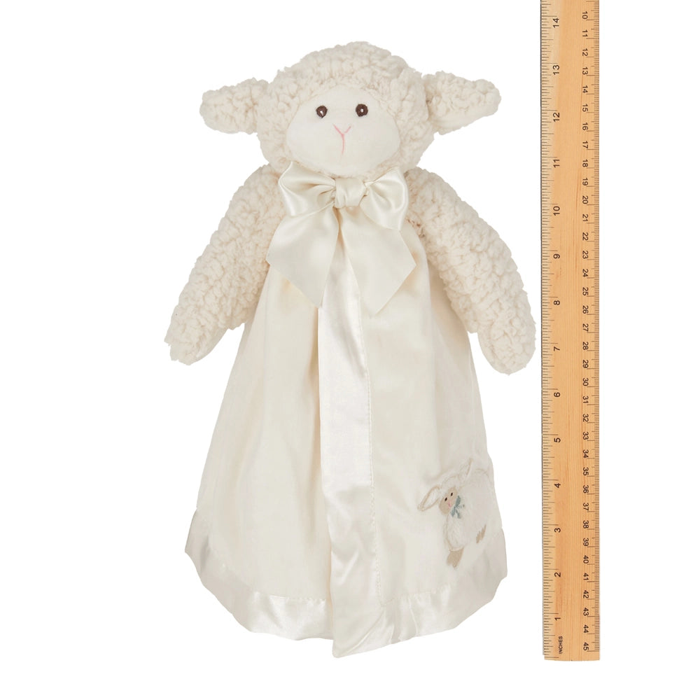 Bearington Baby Lamby Snuggler – 15” White Lamb Security Blanket Lovey with Gift Box | Plush Baptism Gift for Boys & Girls Lichi Gifts