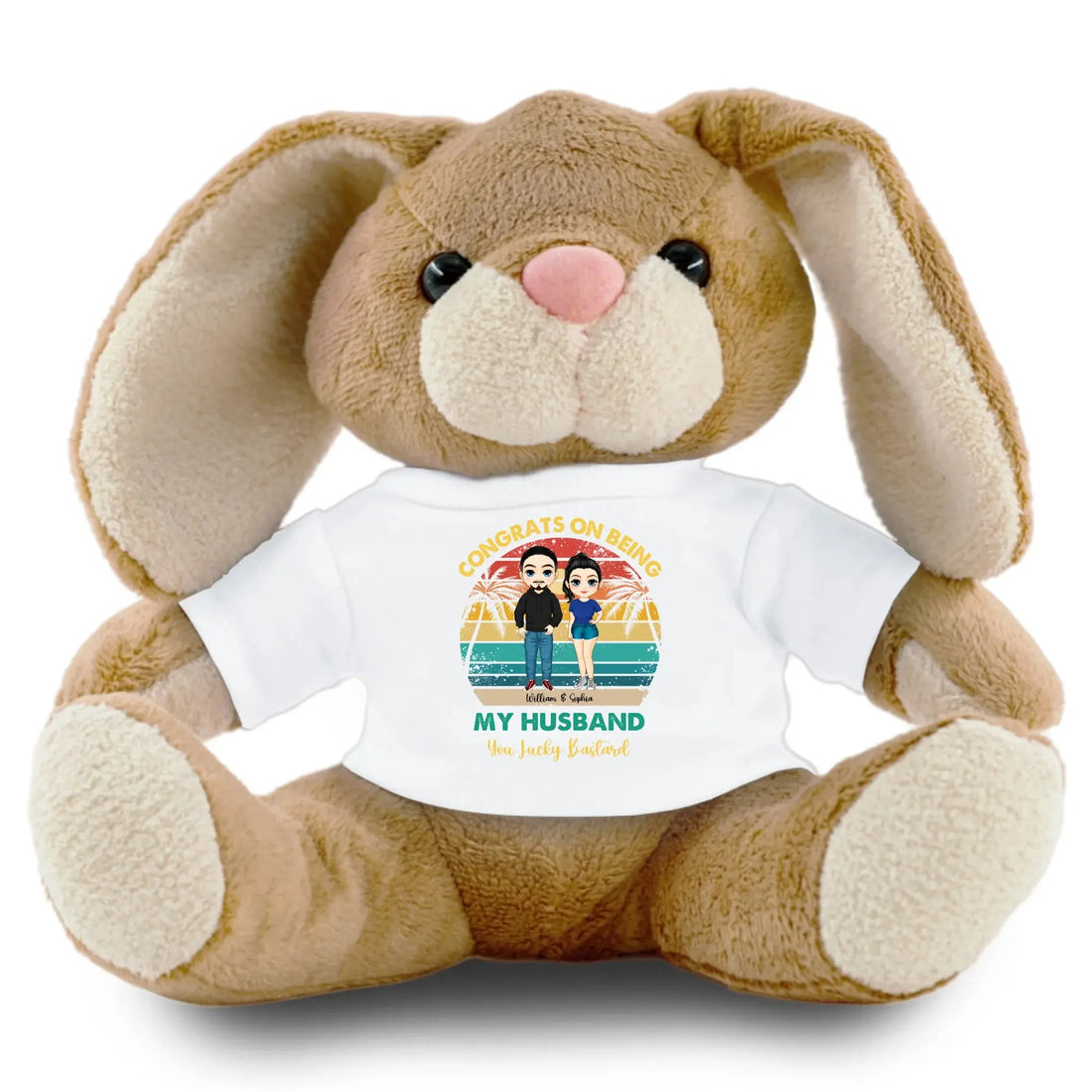 Personalized Couple Plush Bunny – Custom His & Hers Anniversary Gift teeinblue